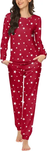 Vista 47 de Ekouaer - Conjunto de pijama de manga larga para mujer, ropa de dormir suave con cuello redondo y bolsillos, conjuntos de ropa de descanso Negro