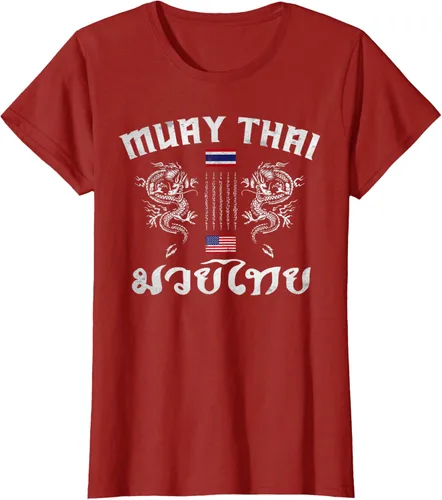 Vista 72 de Camiseta de equipo de entrenamiento de boxeo Muay Thai con bandera estadounidense de Tailandia, Negro, S
