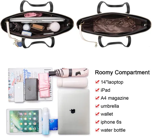 Vista 6 de LOVEVOOK Bolsos de mano para mujeres, bolsos de hombro, bolso tote, bolso satchel, bolso hobo, conjunto de bolso de 3 piezas