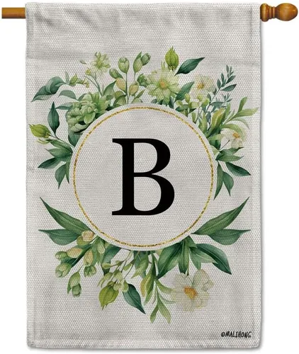 Vista 44 de Monogram Initial Letter P House Flag Flower Wreath Simple Style Letter Flag 28x40 Inch Vertical Double Sided for Outdoor Yard Decor