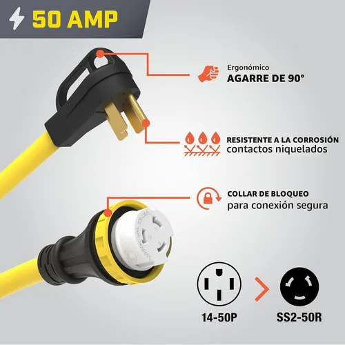 Vista 6 de Champion Power Equipment Interruptor de transferencia manual de 50 amperios para interiores con cable de alimentación de generador de 30 pies y caja