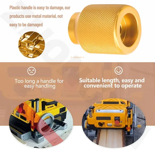 Vista 4 de Pomo rechoncho de aleación de aluminio compatible con la perilla Dewalt DW735 para cepilladora Stubby, DW735X (amarillo)