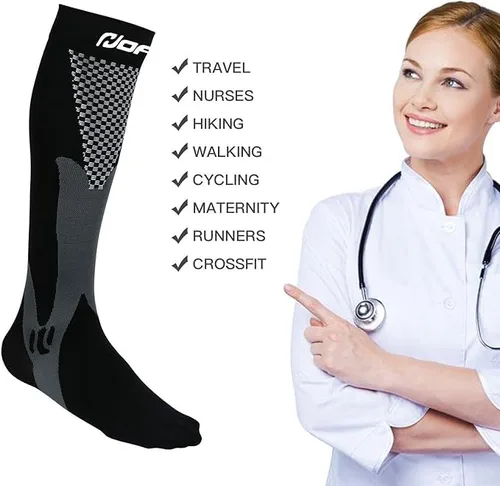 Vista 5 de HOFAM 2 pares de calcetines de compresión para mujeres y hombres, 20-30mmHg, calcetines de apoyo atlético graduados para correr, enfermeras