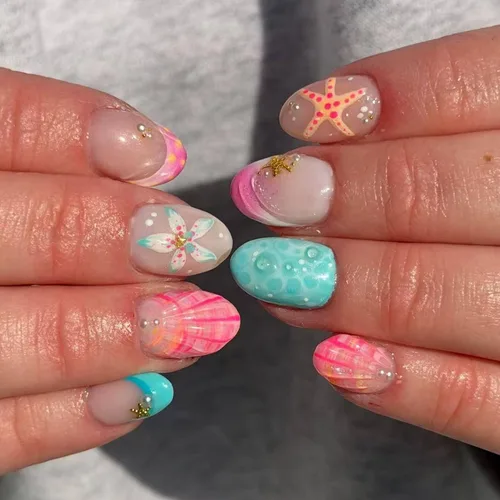 Vista 13 de Uñas postizas a presión de almendra marrón, medianas con diseños de leopardo y purpurina, uñas postizas en forma de almendra otoñal, uñas acrílicas