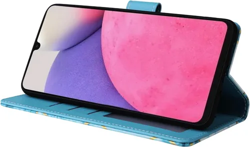Vista 3 de Asuwish Funda compatible con Samsung Galaxy A33 5G 2022 y protector de pantalla de vidrio templado, tarjetero de cuero con función atril, funda