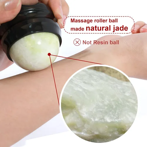 Vista 5 de ideayard Bola de rodillo de masaje en frío, herramienta de piedra de masaje, bola de jade para aliviar el frío y el calor, dolores musculares