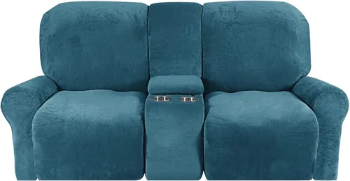 Vista 11 de Funda reclinable de terciopelo para sofá biplaza con consola central, fundas elásticas para sillas reclinables, funda suave para consola central