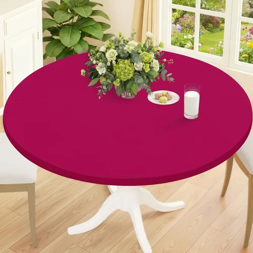 Vista 36 de Smiry Mantel Redondo de Spandex, Manteles Elásticos Ajustados Lavables para Mesas de 18"-24", Cubierta de Mesa de Pícnic Elástica Impermeable