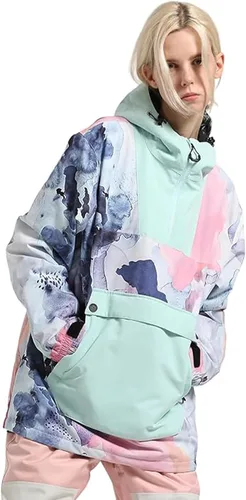 Vista 8 de Chaquetas de esquí para hombre, abrigos de snowboard para mujer, chaqueta impermeable para deportes de invierno, resistente al viento, cálida