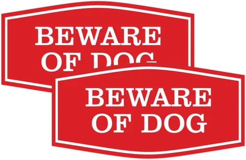 Vista 34 de All Quality Fancy Beware of Dog Letrero Material duradero Señales de seguridad para el hogar Fácil de instalar (negro/oro), mediano, 1 paquete