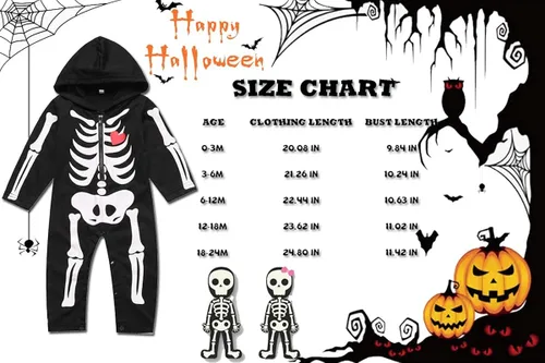 Vista 5 de Ropa de disfraz de esqueleto de Halloween para bebés y niñas recién nacidos