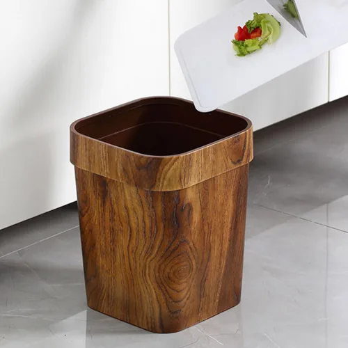 Vista 9 de Cabilock Bote de basura retro creativo de 14 l Imitado papelera sólida para oficina en casa dormitorio baño estilo vintage cubo de basura