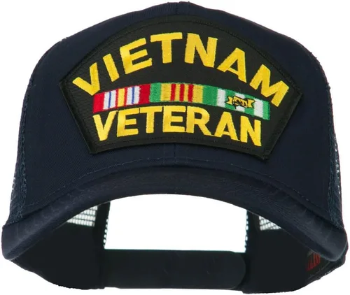 Vista 7 de e4Hats Gorra trasera de malla con parches militares de Vietnam Negro