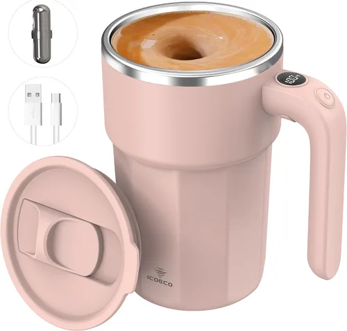 Vista 12 de Taza mezcladora eléctrica de 12 onzas, recargable, regalo para los amantes del café y uso en la oficina (negro)