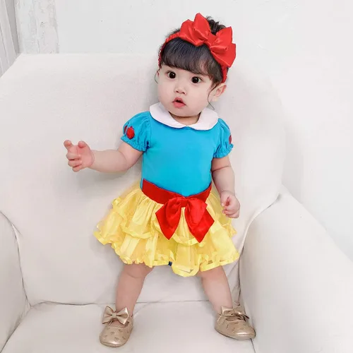Vista 40 de Disfraz de princesa de Belle Sofía Blancanieves para niñas pequeñas, disfraz de princesa, Navidad, Halloween, mameluco con diadema
