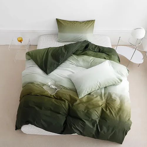Vista 16 de Luxlovery Juego de edredón verde militar, juego de ropa de cama individual, minimalista, suave, transpirable y moderno, para todas las estaciones