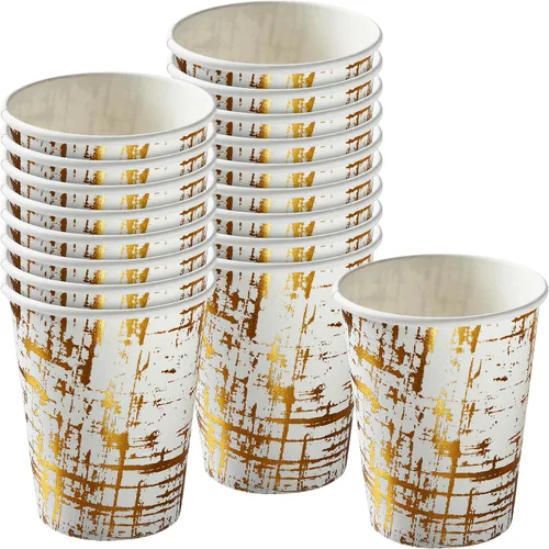 Vista 10 de Elegante vajilla desechable - Colección Ártico, platos llanos hexagonales, oro rosa