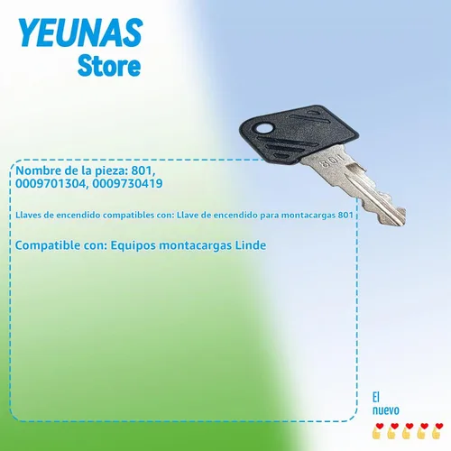 Vista 3 de 801 lgnition Keys Reemplazo para Linde Forklift Heavy Equipment 0009701304 0009730419 (3 unidades)