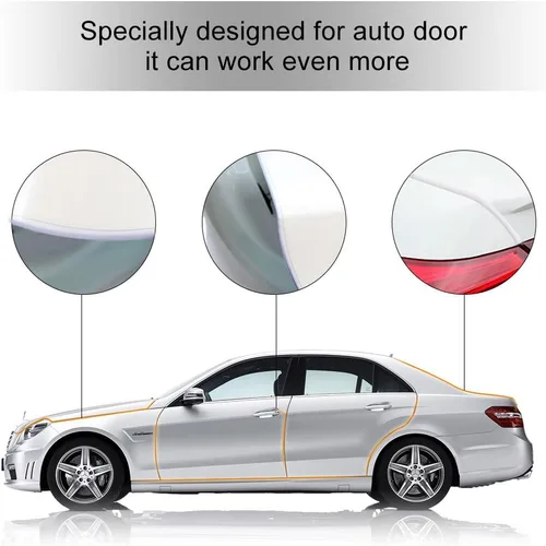 Vista 4 de Protector de puerta de automóvil de 16.4 ft, tira de goma antiarañazos, color blanco