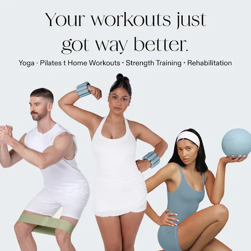 Vista 3 de Bala Juego de 3 piezas de brazaletes de entrenamiento – Pulseras de 2 libras para muñeca y tobillo, pelota de ejercicio de pilates y bandas