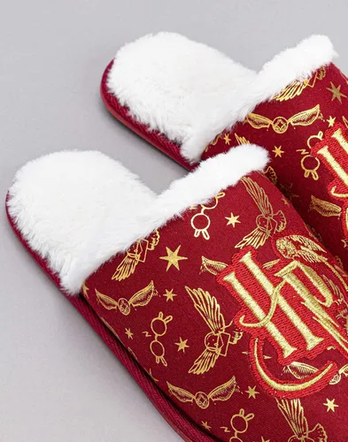 Vista 6 de Harry Potter Pantuflas para niñas Zapatos de casa roja mullidos para niños Logotipo bordado dorado Hogwarts Calzado Mercancía Regalo