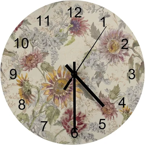 Vista 25 de Reloj de Pared de Flores Silencioso Sin Tictac Operado por Batería, Caricatura de los 70s Linda Flor Abstracta Pastel Margarita Reloj Floral