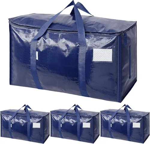 Vista 33 de TICONN Paquete de 2 bolsas de mudanza extra grandes resistentes con cremalleras y asas de transporte, bolsas de almacenamiento duraderas