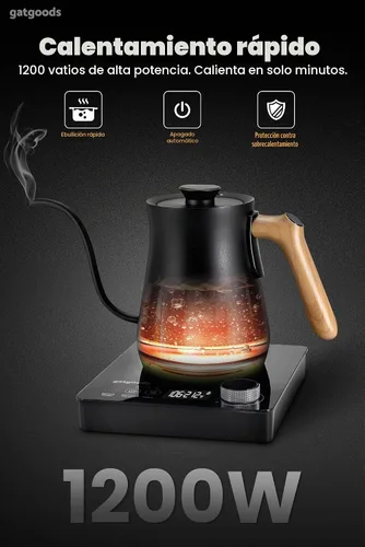 Vista 6 de GATGOODS Hervidor eléctrico de cuello de cisne – Control de temperatura preciso, 1200 W de ebullición rápida, función de mantener el calor, ideal