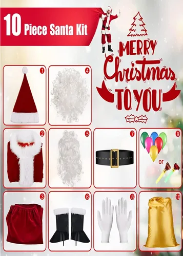 Vista 6 de Disfraz de Papá Noel de Navidad para adultos hombres de lujo para Santa Claus