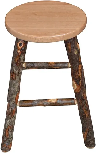 Vista 2 de Amish-Made - Taburete de bar de 24 pulgadas de alto de roble teñido natural y nogal Natural Finish