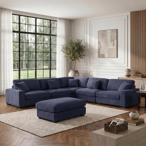 Vista 26 de Sofá modular Cloud de 212 pulgadas con tumbona grande, profundo y cómodo, sofás seccionales en forma de L de gran tamaño para sala de estar, Blanco