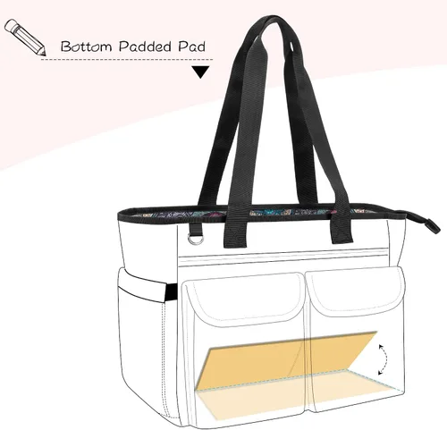 Vista 9 de LoDrid Bolsa para profesores con almohadilla inferior, capa de almacenamiento separada para laptop (hasta 15.6 pulgadas), bolsas para profesores
