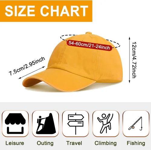 Vista 2 de Gorra de béisbol unisex de sarga ajustable para papá, 7 piezas, estilo vintage, lavada, desgastada