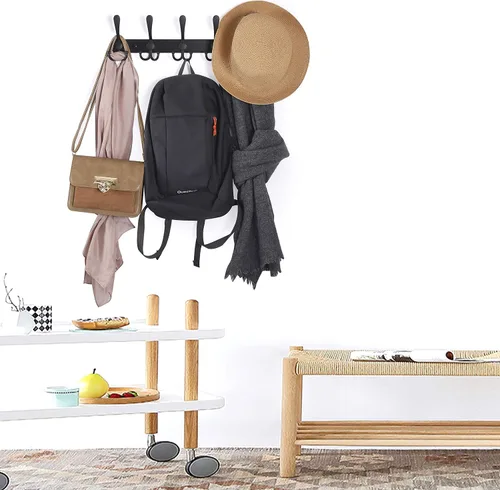 Vista 7 de WEBI Perchero de Pared Montado en Pared, Ganchos para Abrigos Montado en Pared, 5 Ganchos Tri para Colgar Abrigos, Colgador de Pared para Abrigos