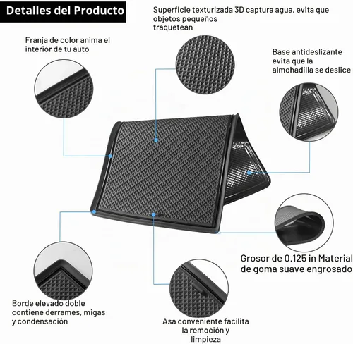 Vista 3 de Accesorios para Chevy Camaro 2010-2015 Insertos de Portavasos Interiores Alfombrillas de Forro de Consola Central Forros de Bolsillos de Puerta Negro