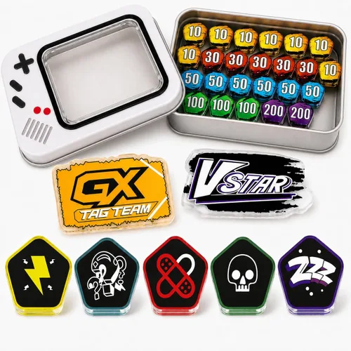 Vista 7 de Contadores de daño y estado para juego de cartas coleccionables Juego de 31fichas de efecto acrílico Combatible (31)