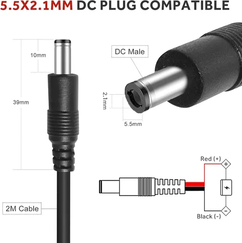 Vista 2 de Cable de alimentación para cámara de sendero, 0.217x0.083 in DC, compatible con Stealth Cam, Spypoint, Moultrie, Browning, Wildgame Innovations