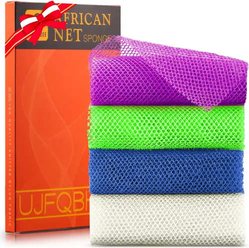 Vista 32 de UJFQBH African Net Sponge Authenti, exfoliante corporal para espalda y zonas de difícil acceso, exfoliante diario suave para limpieza profunda Gris
