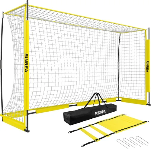 Vista 9 de RINREA Portería de fútbol portátil, red de portería de fútbol plegable con base metálica, equipo de entrenamiento de fútbol de montaje rápido con 1