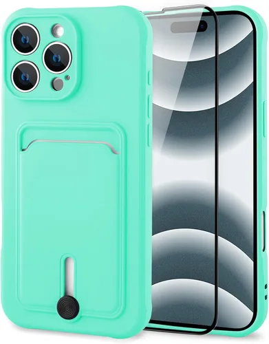 Vista 16 de MZELQ Cartera de TPU Compatible con Funda iPhone 12, Portarjetas Protección de Cámara Cubierta + Protector de Pantalla, Ranura Empujable para Niñas