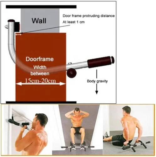 Vista 3 de Barra de dominadas para puerta de fitness, barra de dominadas, barra de empuje, barra de gimnasio, dispositivo de entrenamiento en la puerta, poste