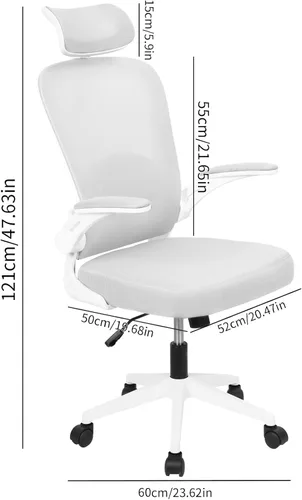 Vista 11 de Silla de oficina ergonómica, silla de juegos de PC, silla giratoria de malla ajustable para computadora, silla de oficina con reposacabezas