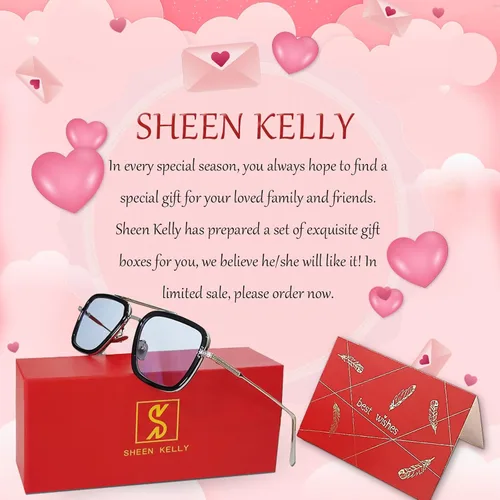 Vista 3 de SHEEN KELLY Gafas de sol de regalo para hombre araña Edith Tony Stark con marco plateado retro cuadrado para hombres y mujeres, lentes gris claro