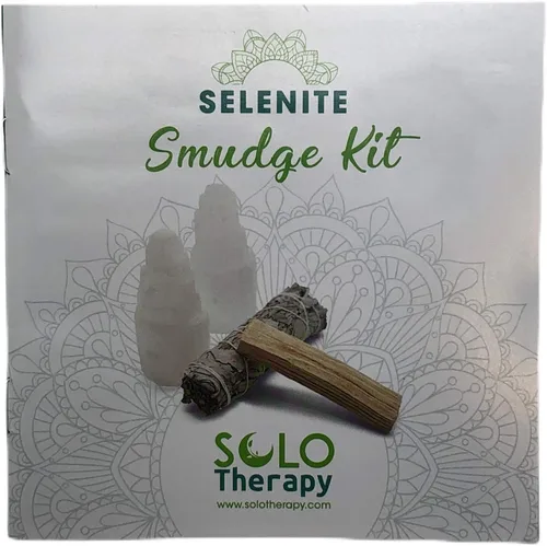 Vista 5 de 2 rascacielos de selenita natural de 4 pulgadas de alto, 1 palo de salvia blanca California de 4 pulgadas y 1 palo de Palo Santo de Perú – Salvia