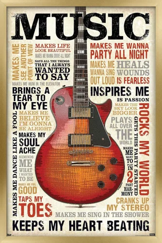 Vista 9 de Trends International Music Inspires Me Wall Poster, 14.725" x 22.375", Barnwood Framed Version
