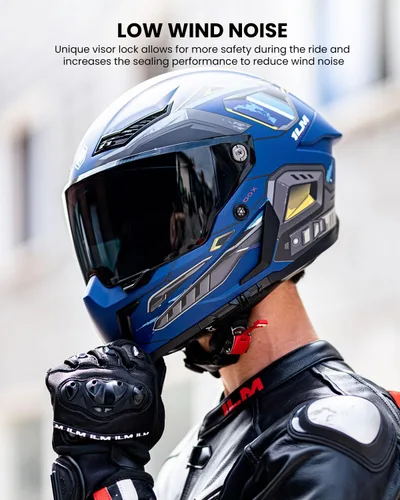 Vista 3 de ILM Cascos para Motocicleta para Adultos Hombres Mujeres Casco Integral DOT ECE con Visor Dual para Carreras en Calle con Pinlock Modelo MF509