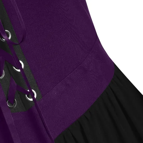 Vista 5 de Vestido punk gótico para mujer, con mangas de trompeta, conjunto bohemio, vestido de Halloween, hombros descubiertos, vestido de manga de mariposa