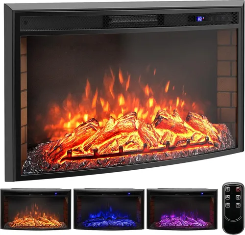 Vista 11 de Tangkula Inserto de chimenea eléctrica de 18 pulgadas, con control remoto, colores de llama ajustables y brillo, protección contra