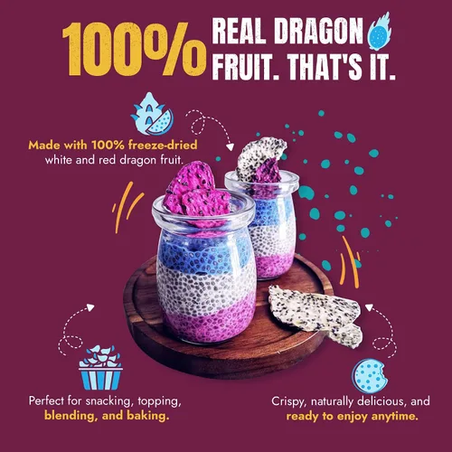 Vista 4 de Suncore Foods Papas fritas de fruta de dragón blanco, aperitivo crujiente de pitaya, 5.32 onzas, paquete de 1 Chips de fruta de dragón blanco