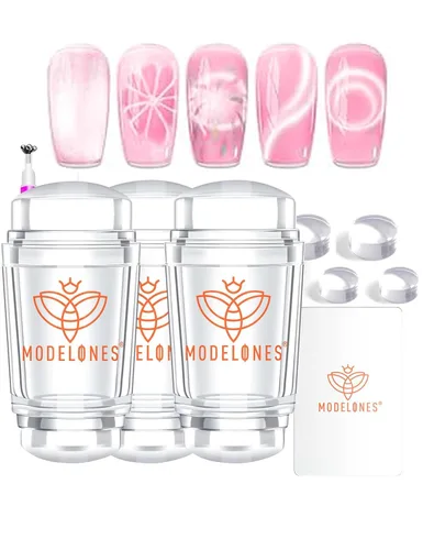 Vista 10 de Modelones Herramienta de punta francesa: 6 piezas de sellos de uñas francesas, kit de manicura francesa adecuado para bricolaje junto con esmalte